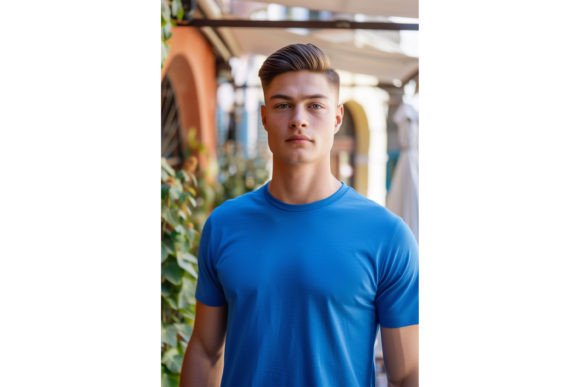 Blue T-Shirt Mockup for Graphics & T-Shirts