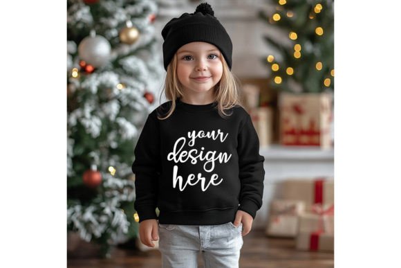 Christmas Kids Sweatshirt Mockup: Graphics for Baby Kids Clothing