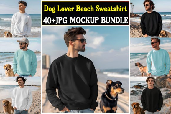 Dog Lover Beach Mockups for Hoodies & Graphics