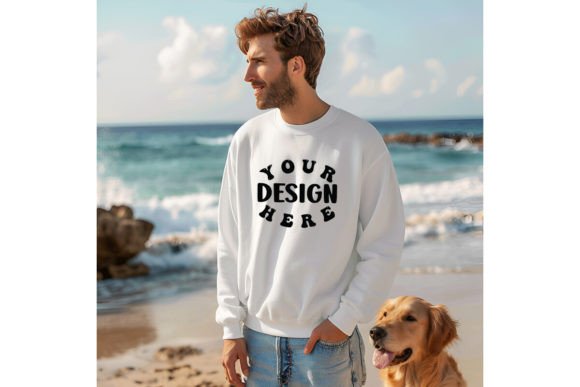 Dog Lover Beach Sweatshirt Mockup: Graphics for Hoodies