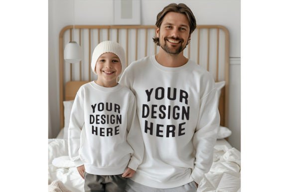 Father and Me Sweatshirt Mockup for Hoodies Sweatshirts Graphics