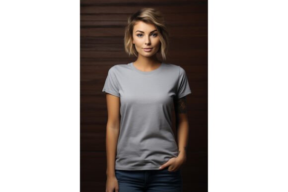 Female Grey T-Shirt Mockup: Graphics & Product Mockups