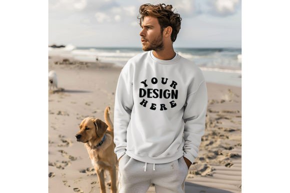 Gildan 18000 Beach Sweatshirt Mockup Graphics