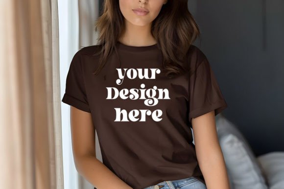 Gildan 64000 Dark-Chocolate Mockup: Graphics for T-Shirts