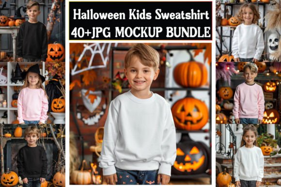 Halloween Kids Sweatshirt Mockup: Baby Kids Clothing Graphics