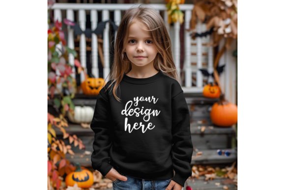Halloween Kids Sweatshirt Mockup for Graphics & Baby Kids Clothing