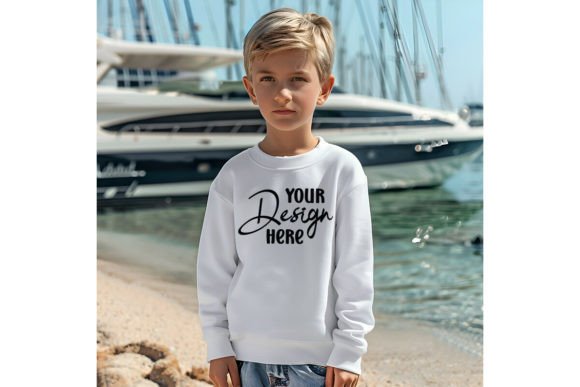 Kids Beach Sweatshirt Mockup: Graphics for Baby Kids Clothing