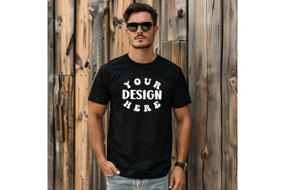 Man T-shirt Black Mockup: Essential Graphics for T-Shirts