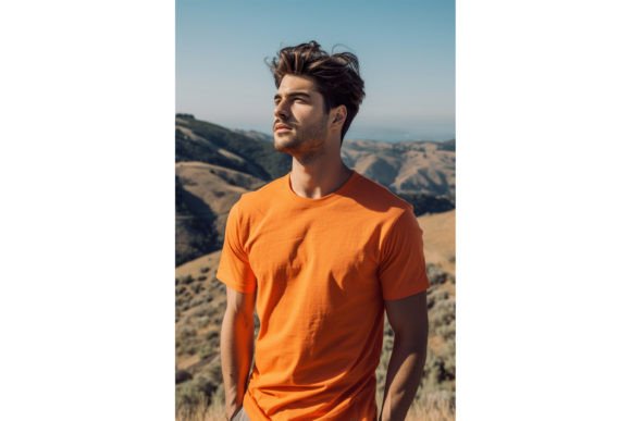 Orange T-Shirt Mockup for Graphics & T-Shirts