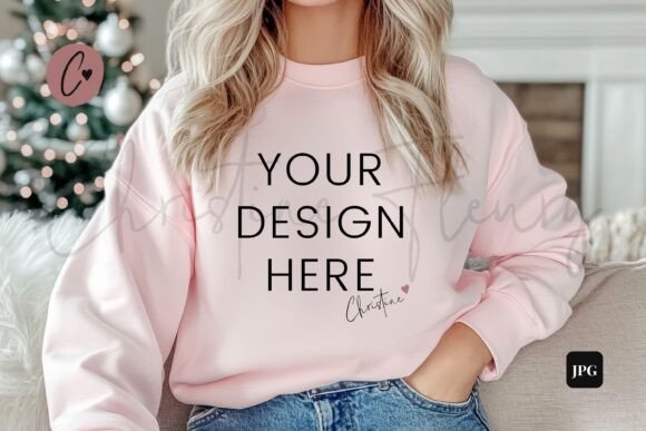 Pink Christmas Sweatshirt Mockup: Graphics for Hoodies Sweatshirts