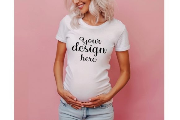 Pregnant Model T-Shirt Mockup for Graphics