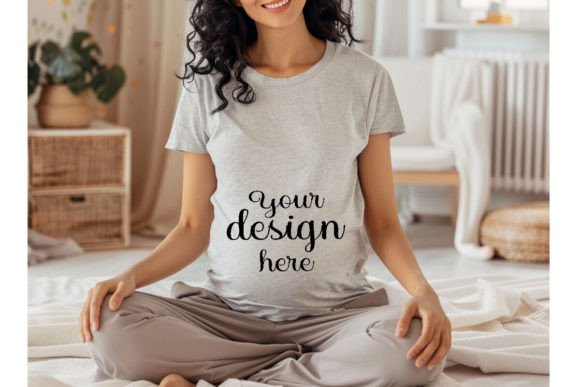 Pregnant Model T-Shirt Mockup for Graphics