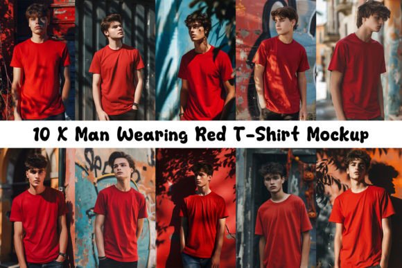 Red Tee Mockups for T-Shirts & Graphics