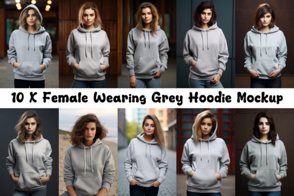 Review: 10 X Female Grey Hoodie Mockup