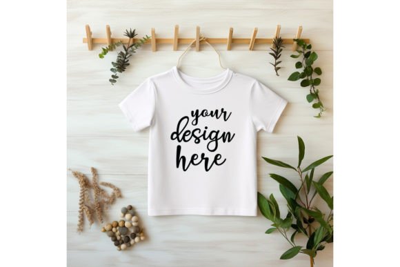 White Toddler T-shirt Mockup for Baby Kids Clothing Graphics