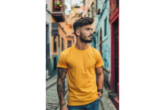 Yellow T-Shirt Mockup for Graphics & T-Shirts